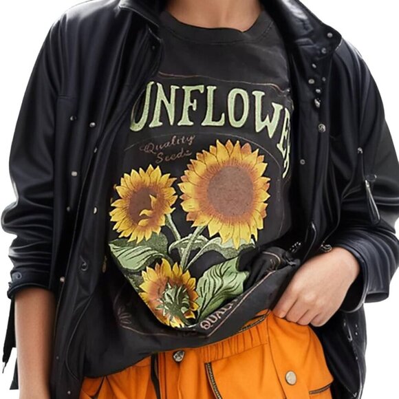 Tops - Women's Cottton Oversized Harvest Vintage Floral Graphic Tees Y2K Tops Summer Ca